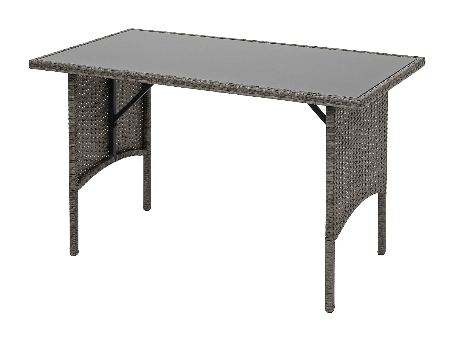Mesa de jantar em poli-rattan MCW-G16,  cinzento