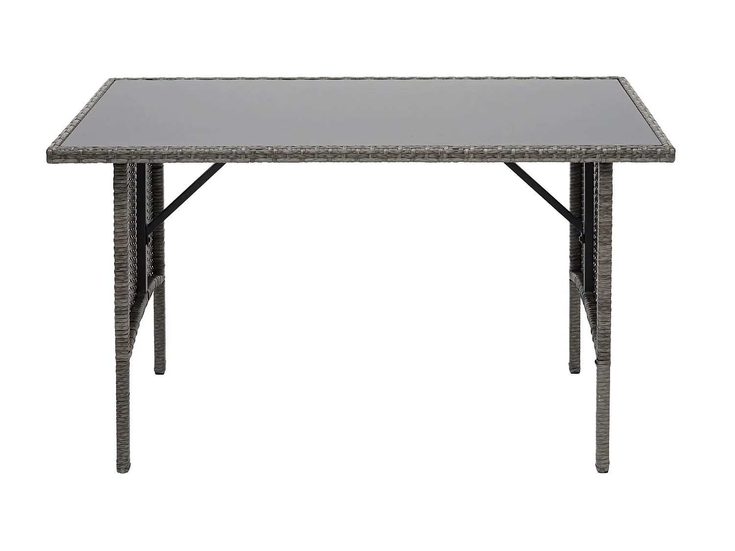 Mesa de jantar em poli-rattan MCW-G16,  cinzento