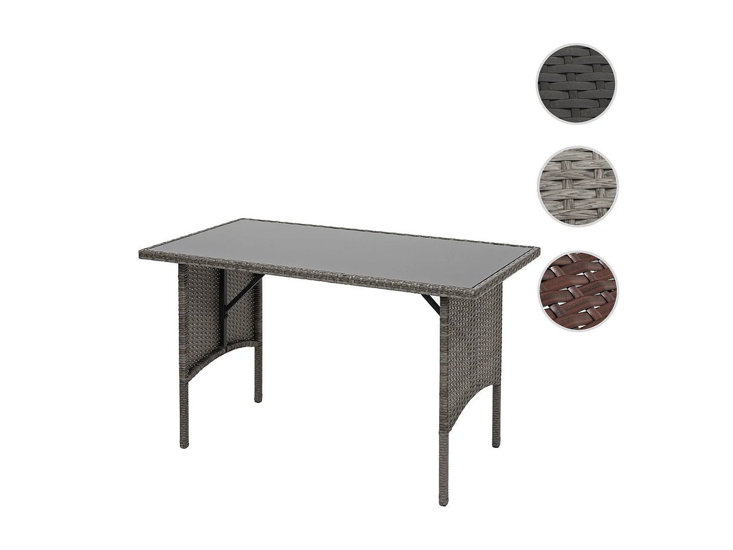 Mesa de jantar em poli-rattan MCW-G16,  cinzento
