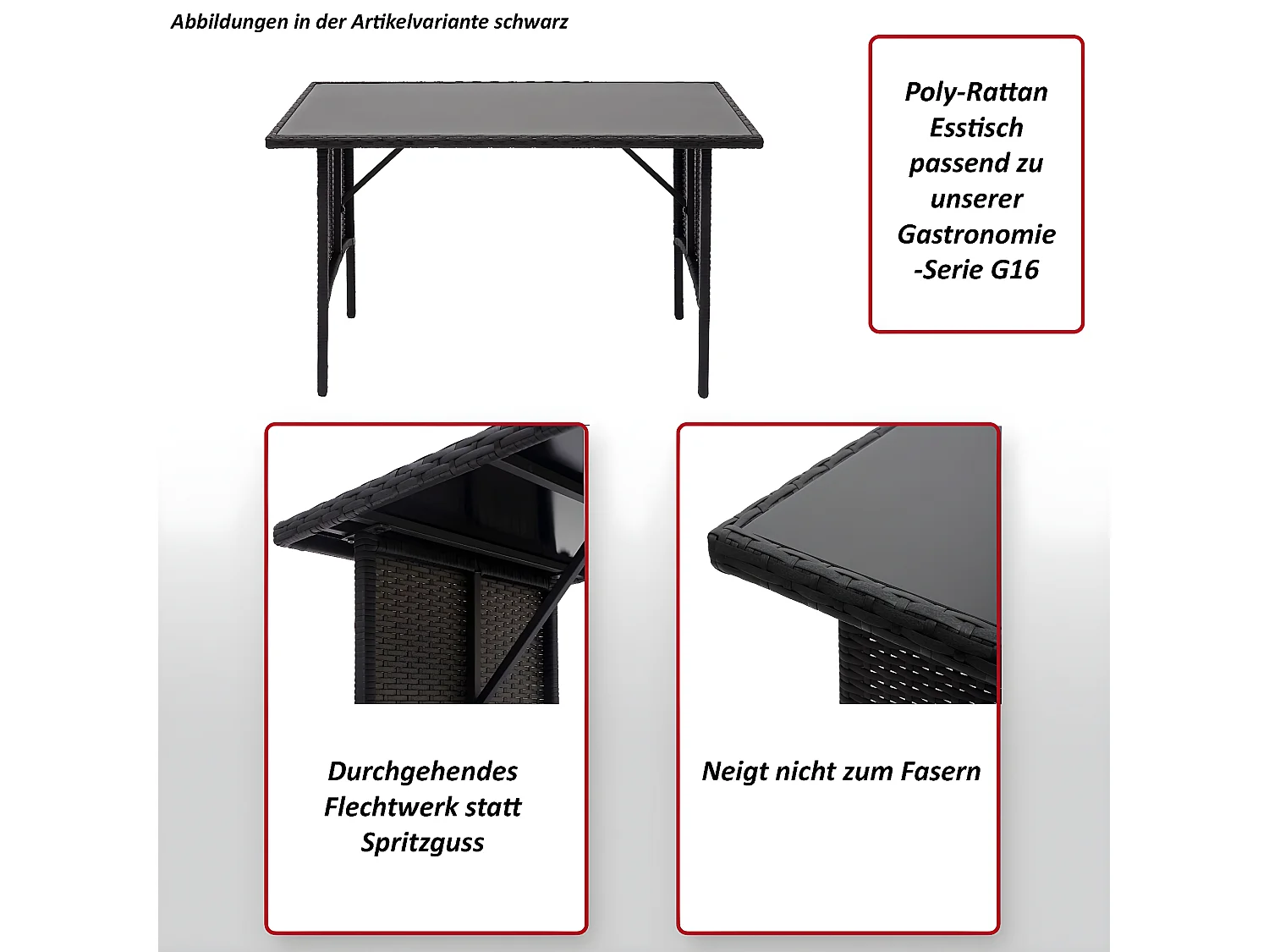 Mesa de jantar em poli-rattan MCW-G16,  cinzento