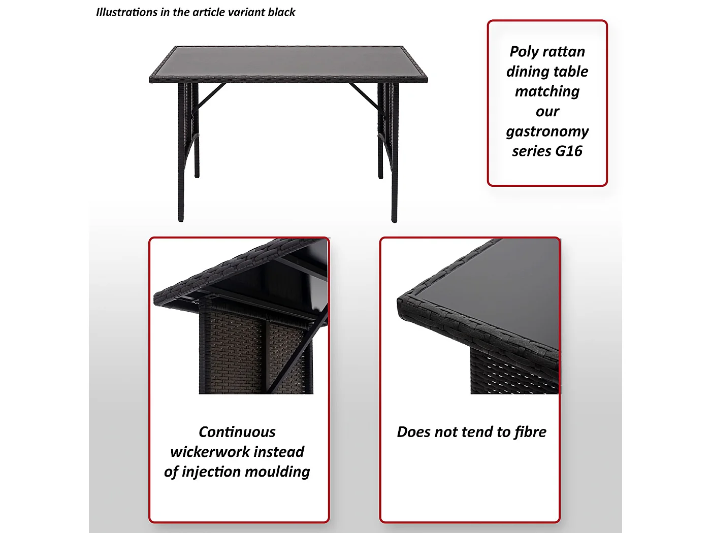 Polyrotan eettafel MCW-G16,  grijs