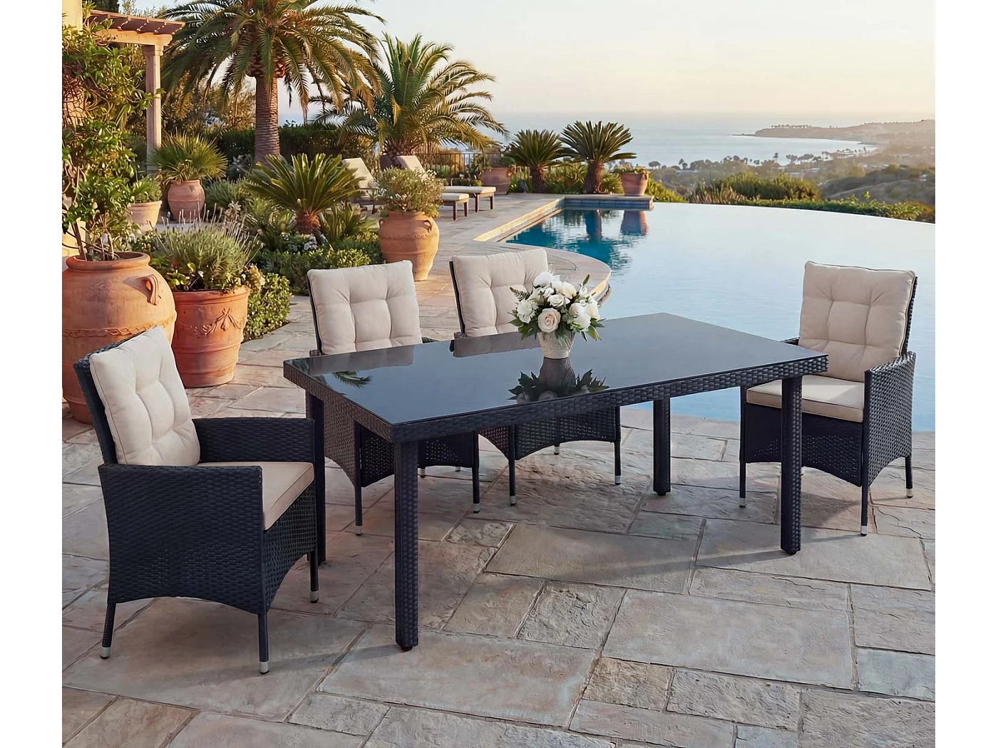 Stół ogrodowy z polyratanu Chieti,  antracytowy