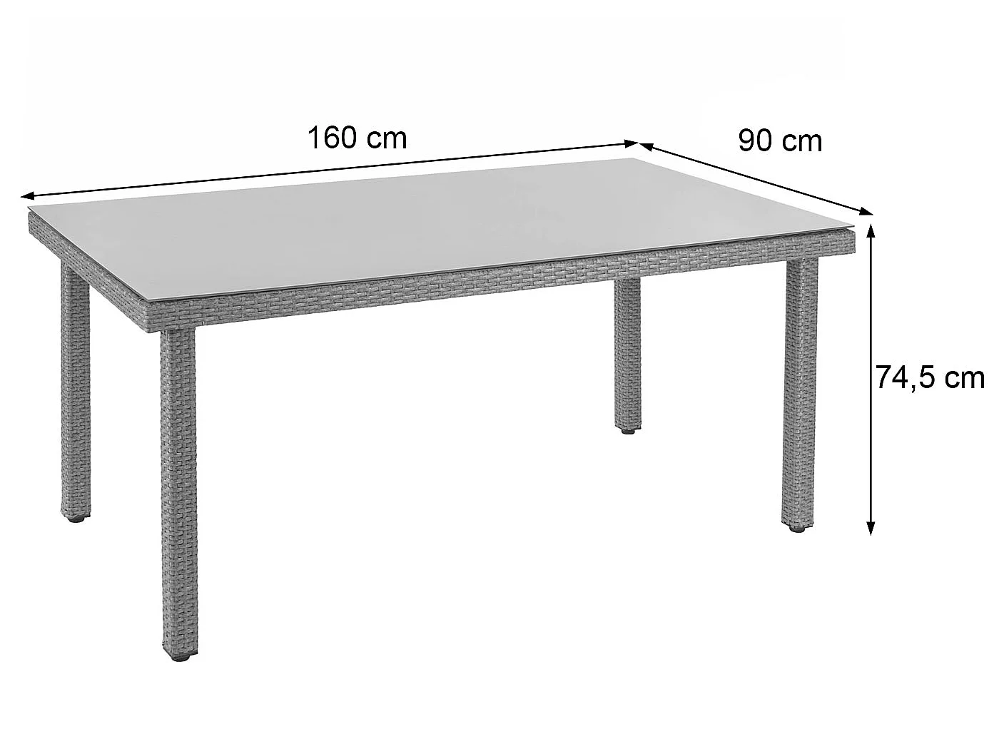 Stół ogrodowy z polyratanu Chieti,  antracytowy