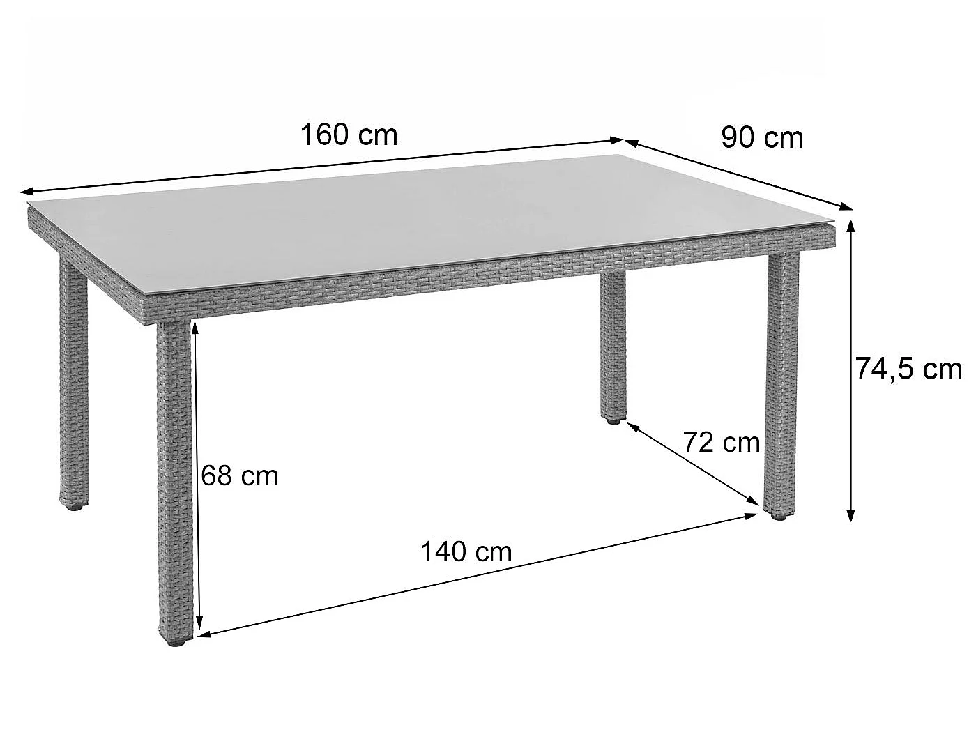 Poly-Rattan Gartentisch Chieti, Anthrazit