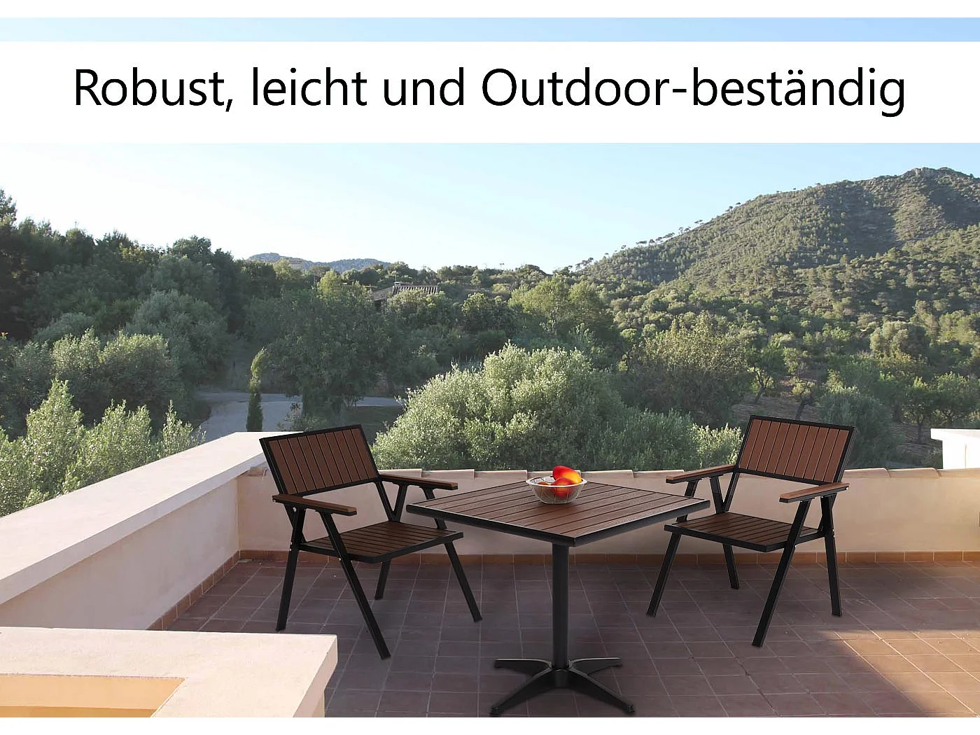 Table de jardin MCW-J95,  noir, marron-foncé