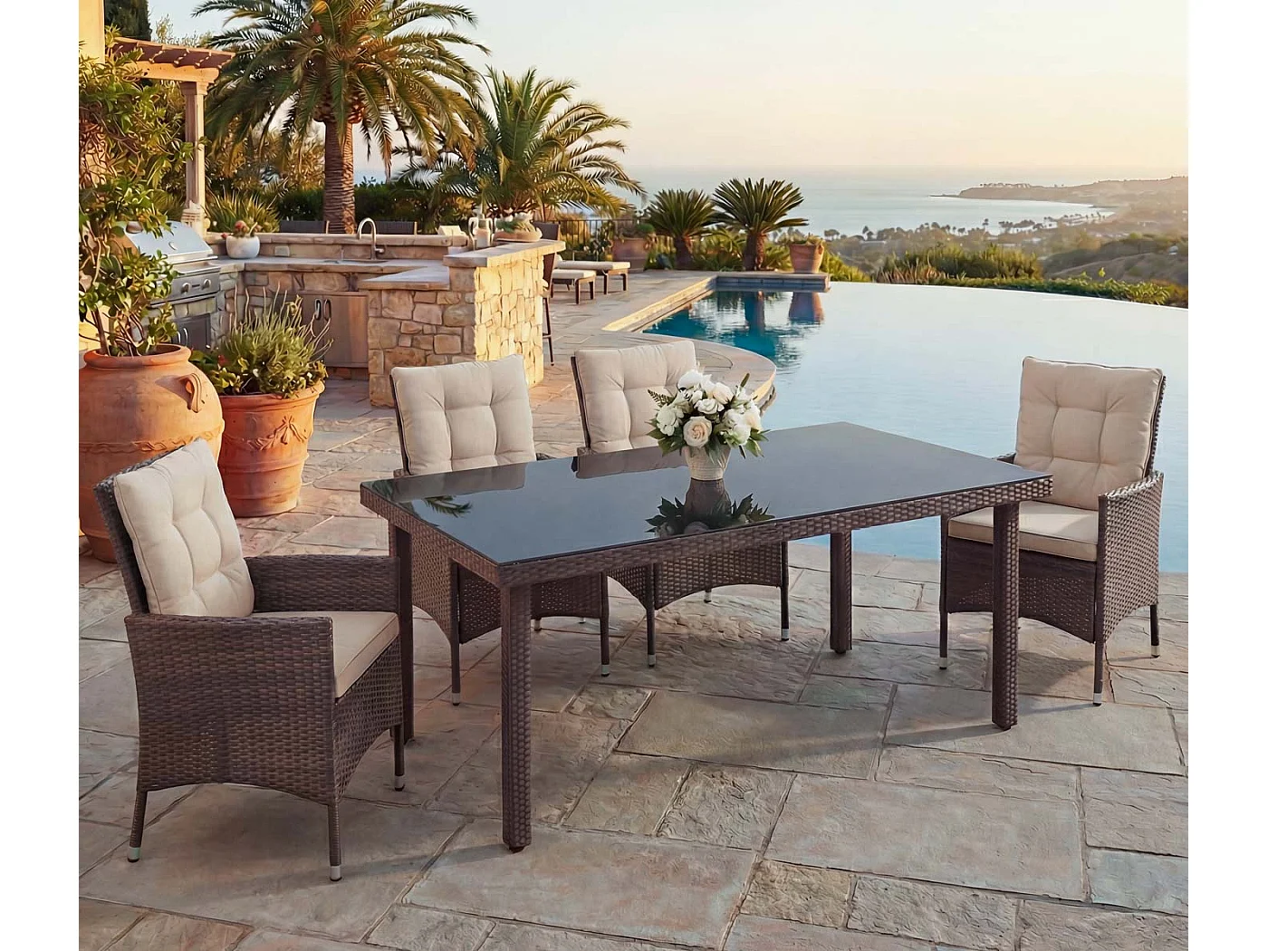 Stół ogrodowy z polirattanowy Chieti,  brązowy