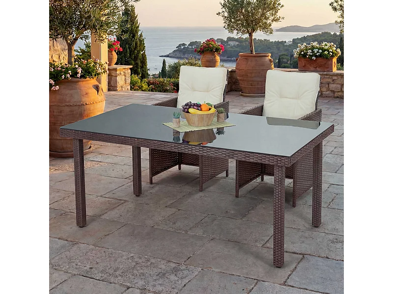 Poly-Rattan Gartentisch Chieti, Braun