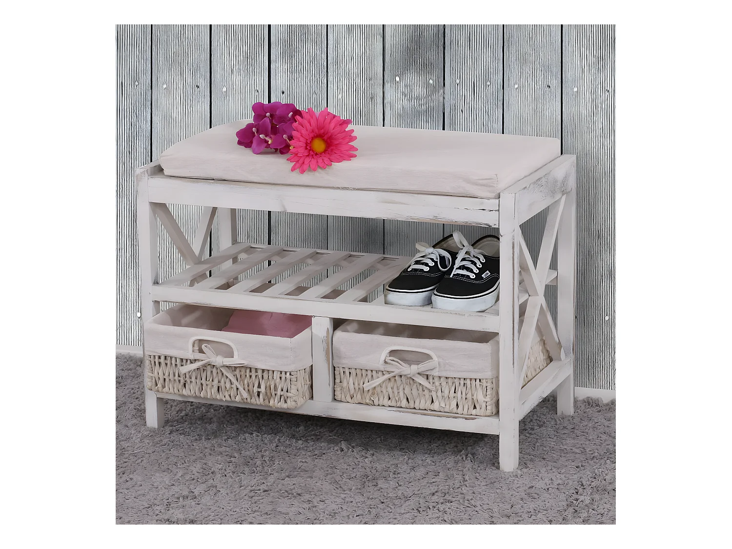 Étagère à chaussures MCW-C48 Banc,  blanc