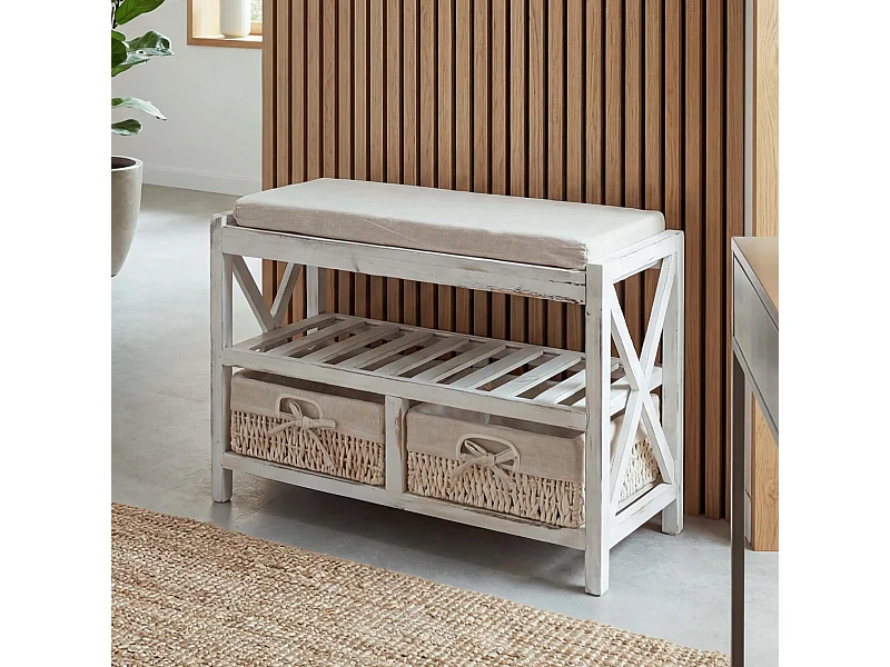 Étagère à chaussures MCW-C48 Banc,  blanc