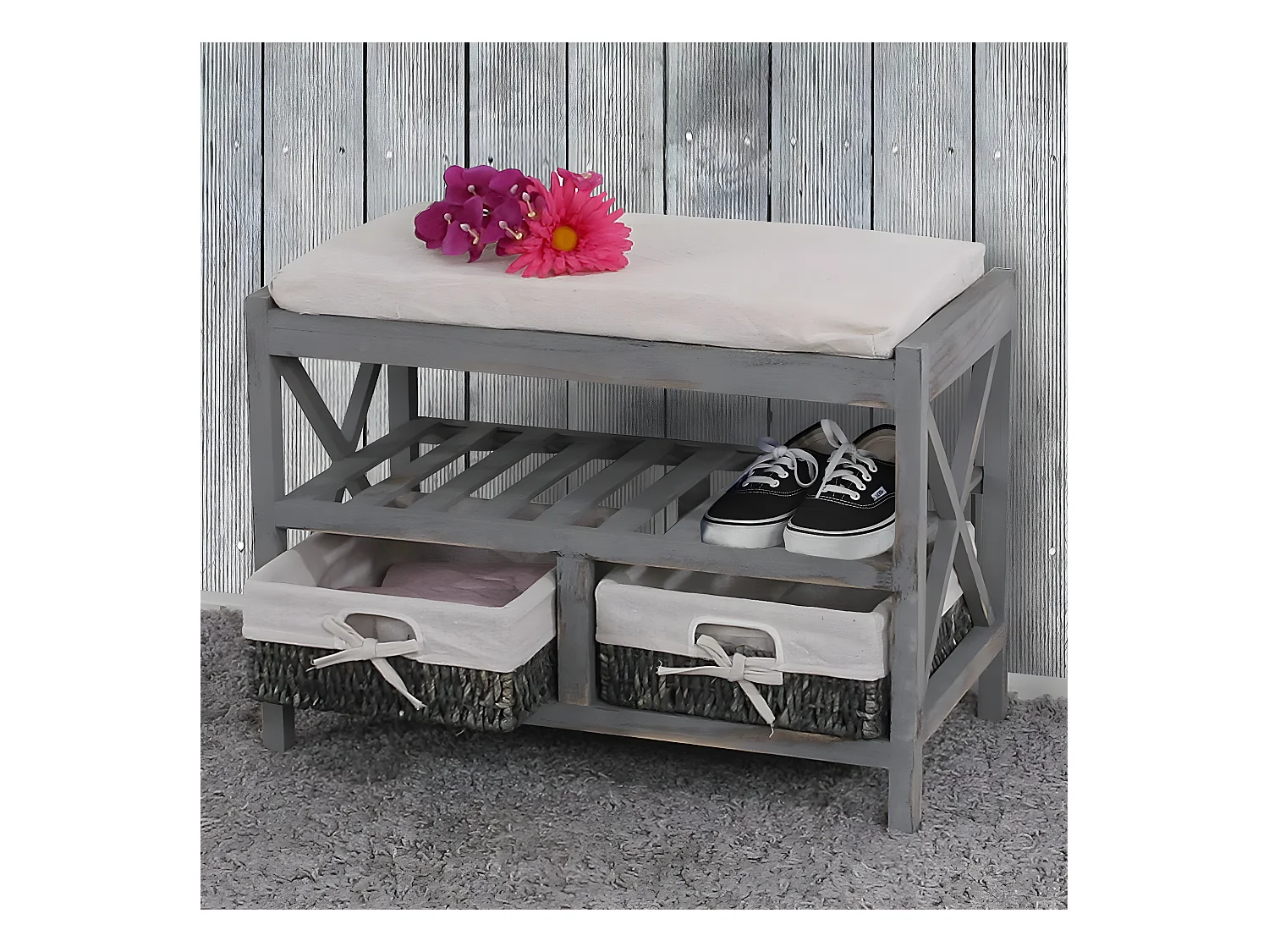 Étagère à chaussures MCW-C48 Banc,  gris