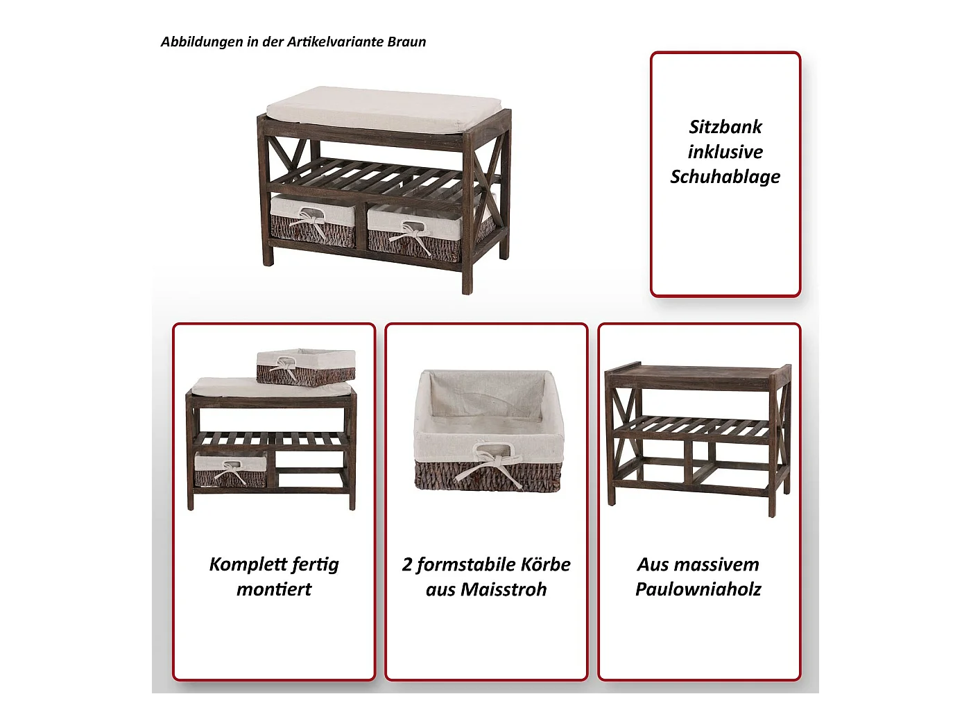 Étagère à chaussures MCW-C48 Banc,  gris