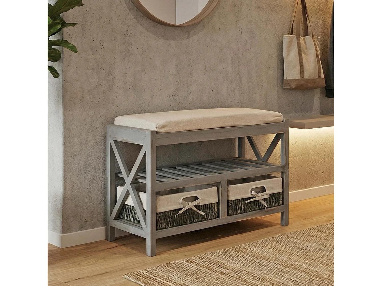 Étagère à chaussures MCW-C48 Banc,  gris