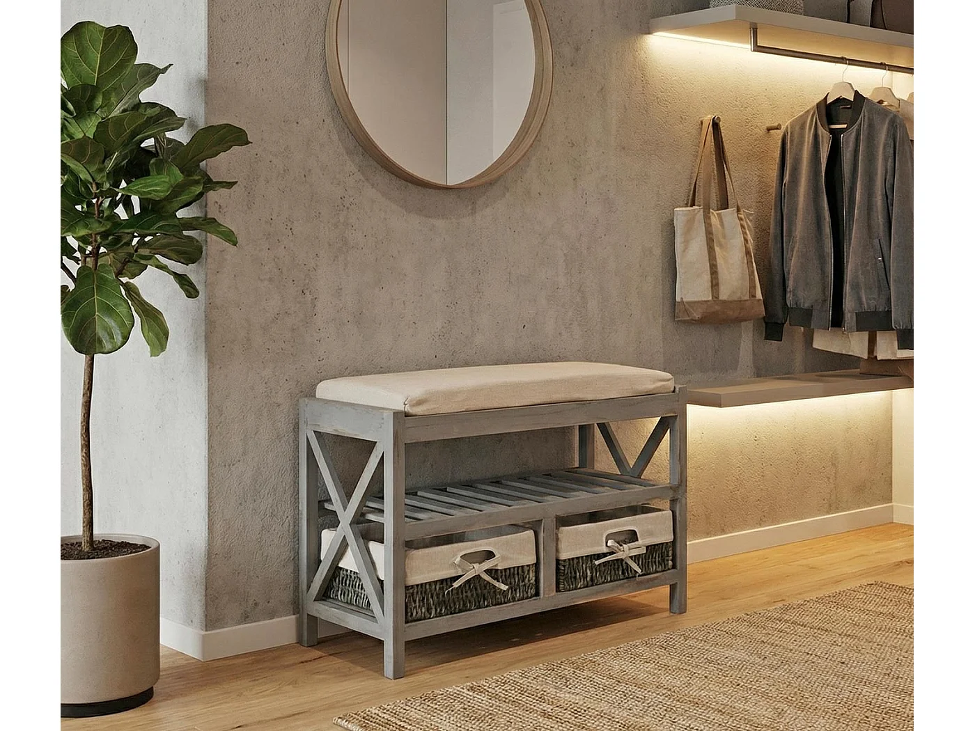 Étagère à chaussures MCW-C48 Banc,  gris