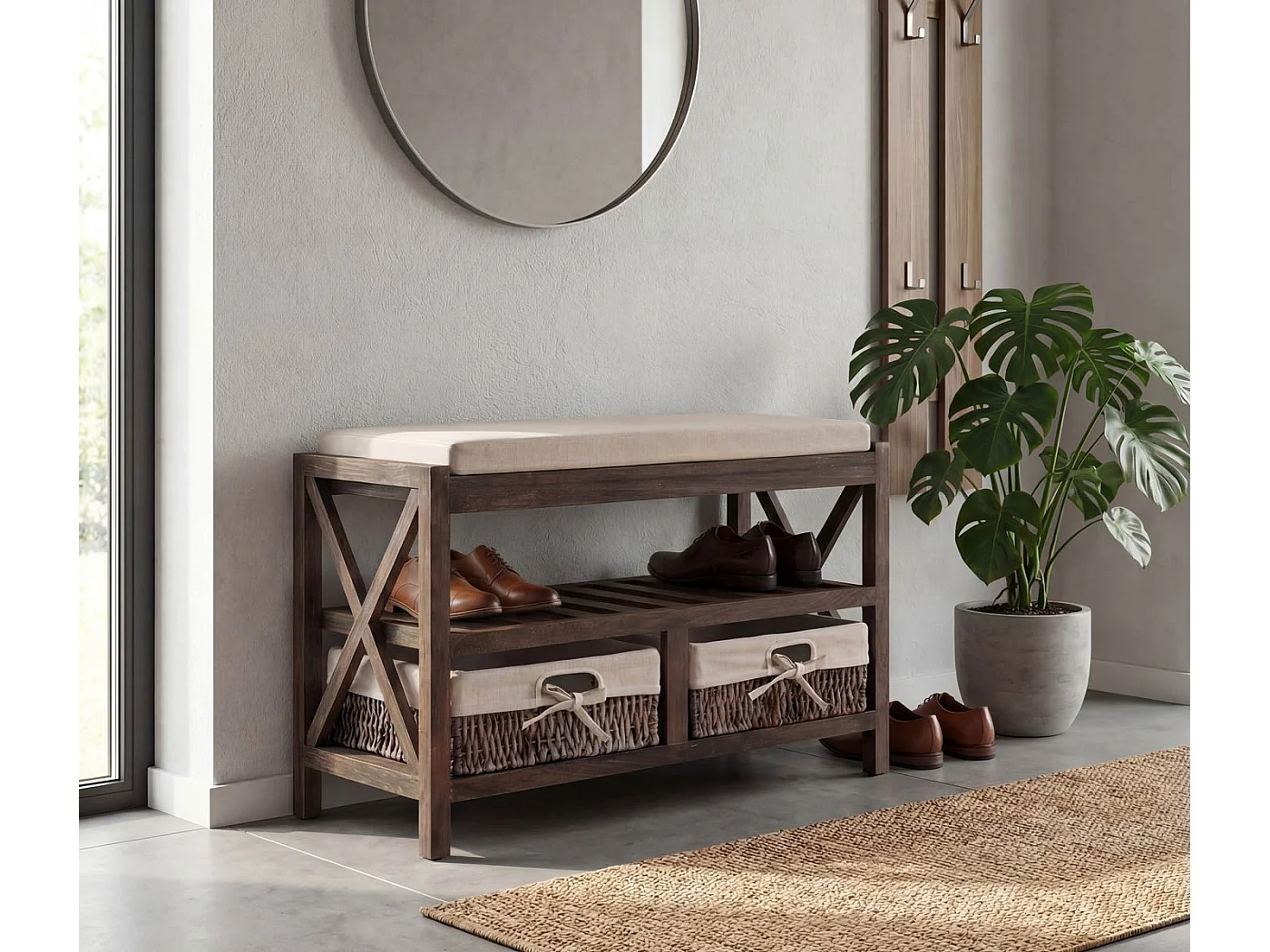 Étagère à chaussures MCW-C48 Banc,  marron