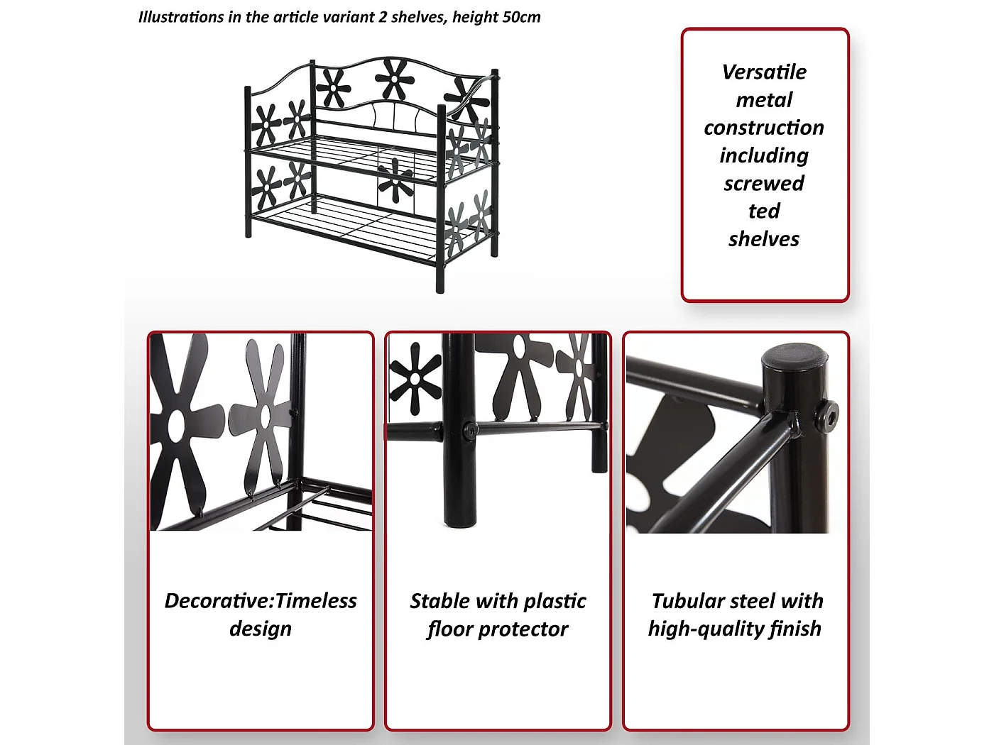 Półka na buty Bern,  3 półki, wysokość 70 cm
