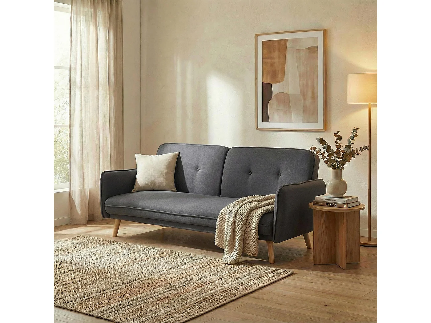 Slaapbank MCW-J18,  antracietgrijs