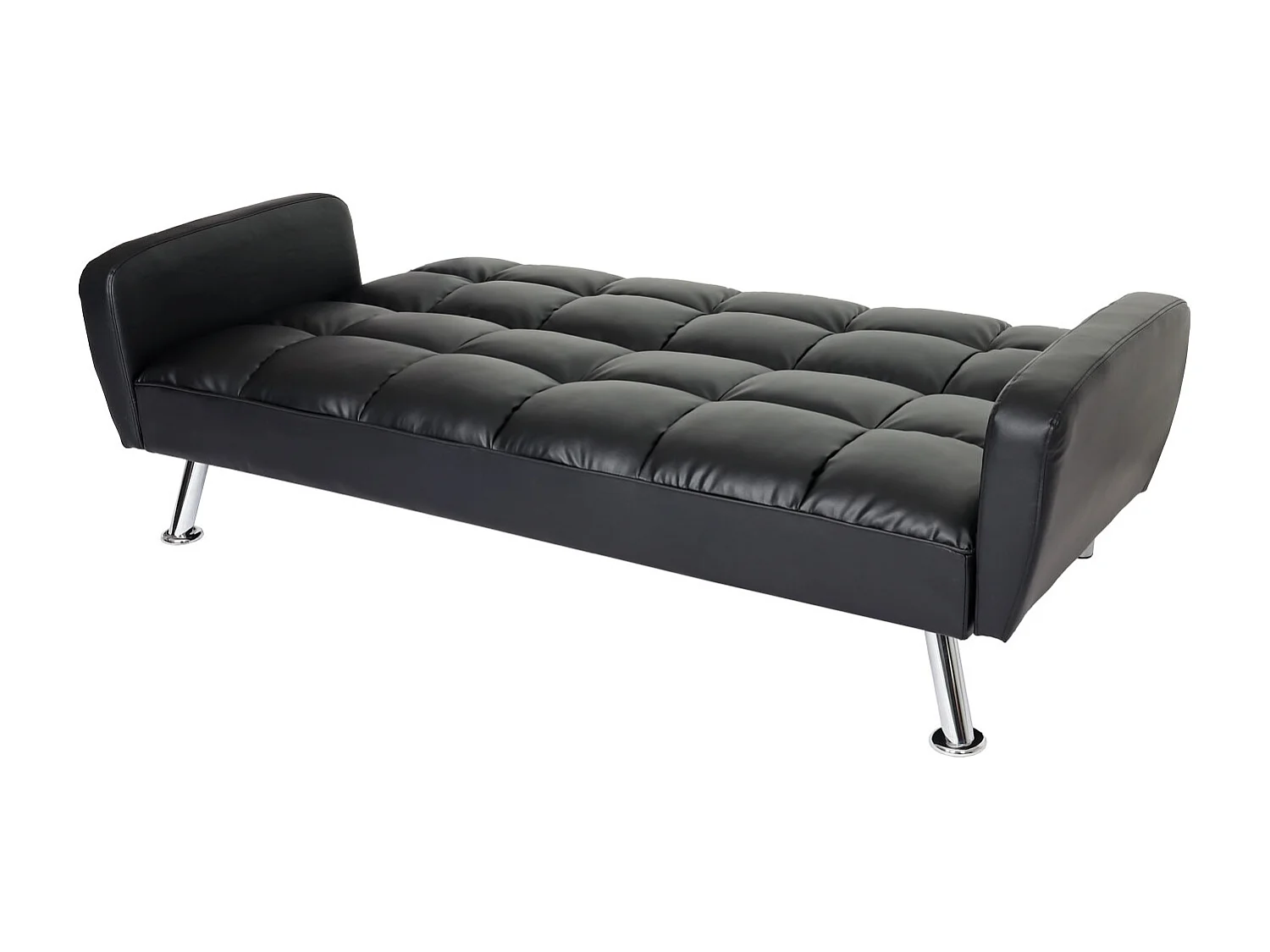 Divano letto sofà reclinabile MCW-K19 molle nosag legno ferro ecopelle nero