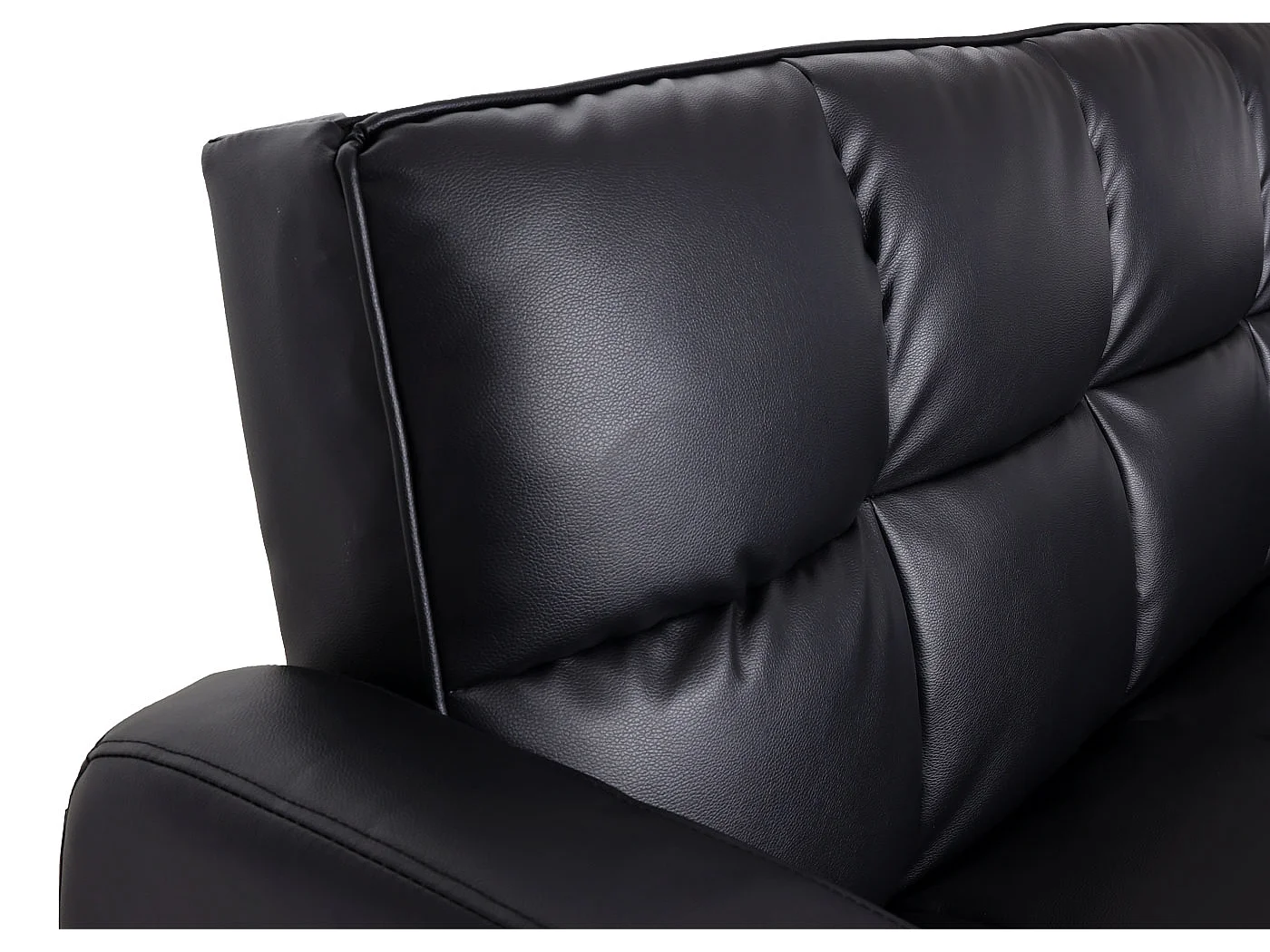 Divano letto sofà reclinabile MCW-K19 molle nosag legno ferro ecopelle nero