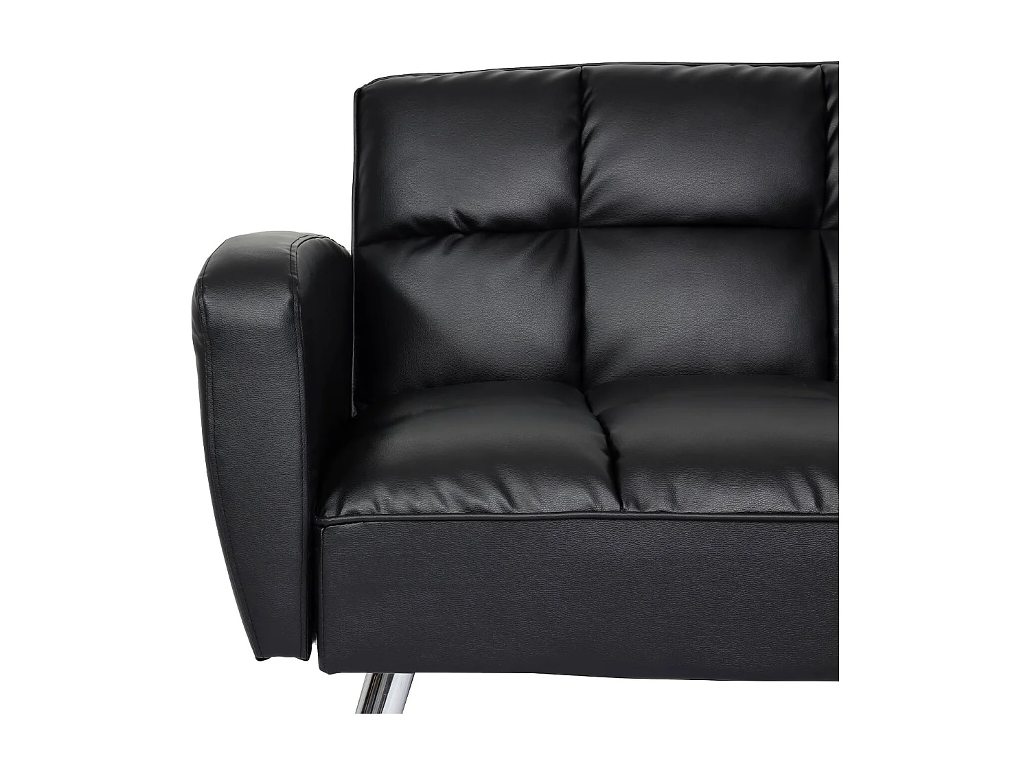 Divano letto sofà reclinabile MCW-K19 molle nosag legno ferro ecopelle nero