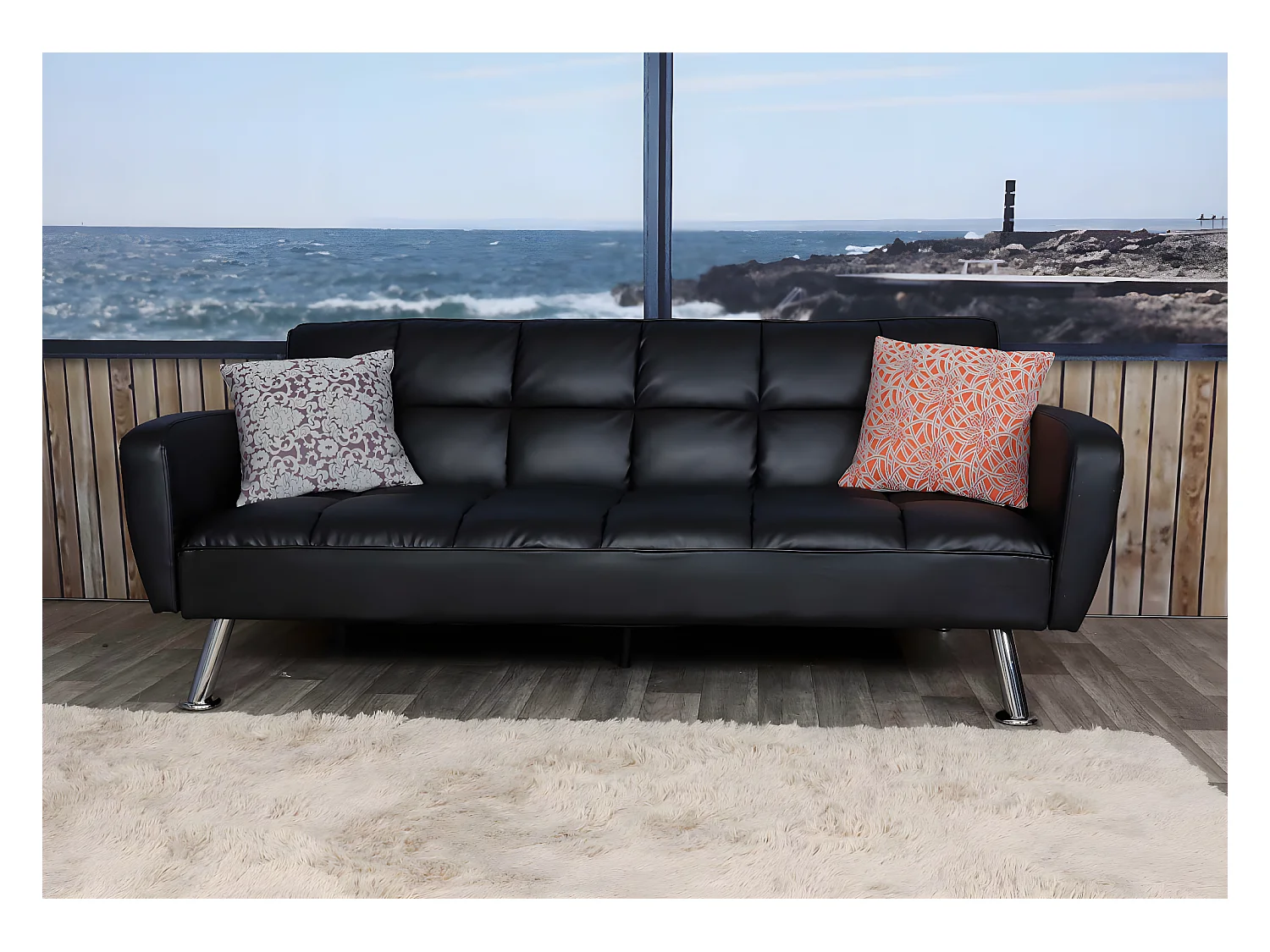 Bank MCW-K19,  kunstleer zwart