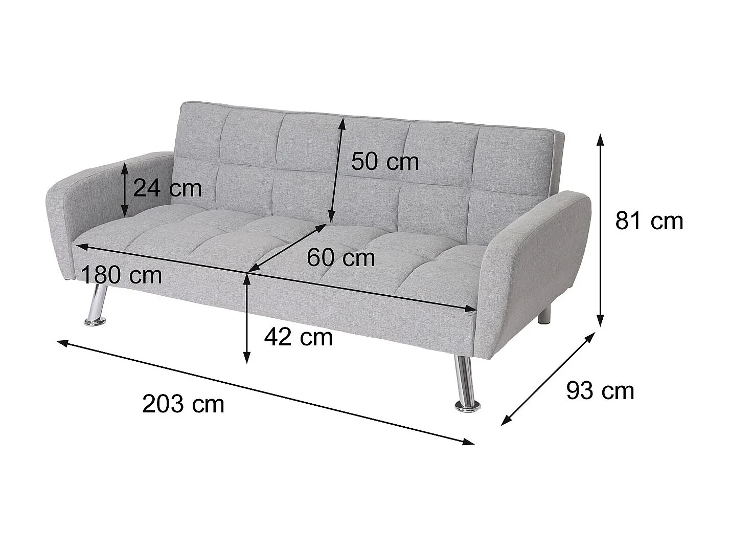 Sofa MCW-K19,  imitation leather black