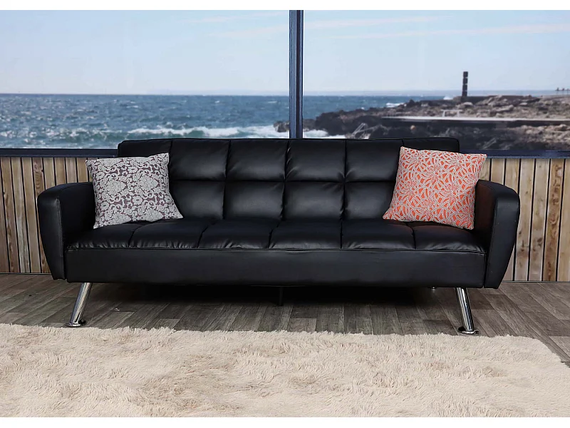 Sofa MCW-K19, Kunstleder schwarz