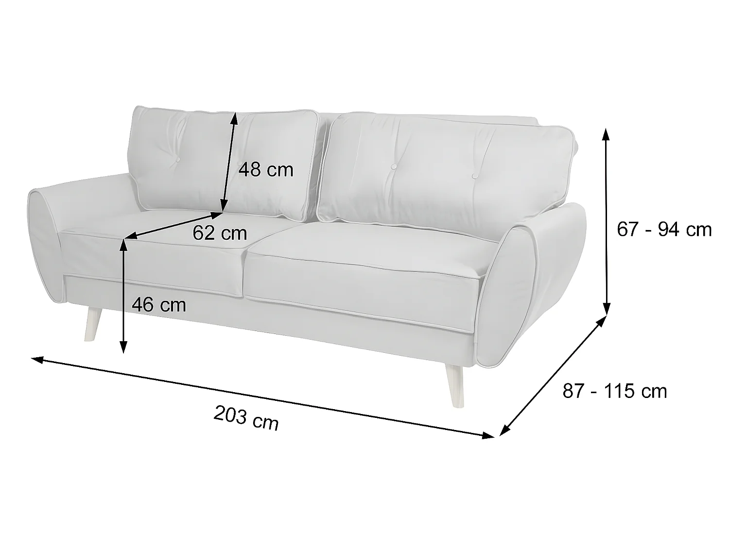 Divano letto schienale regolabile MCW-J19 tessuto antracite