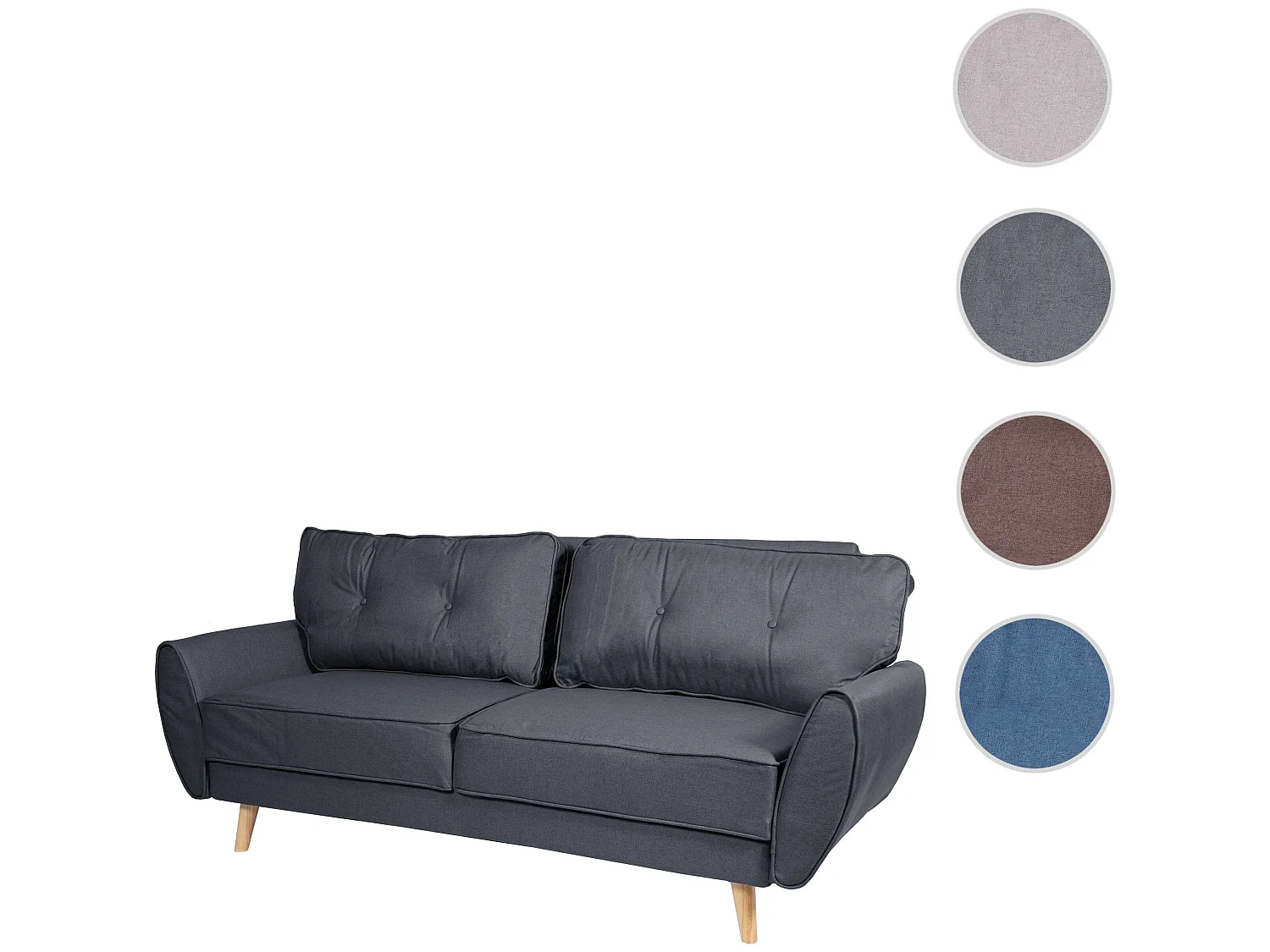 Divano letto schienale regolabile MCW-J19 tessuto antracite