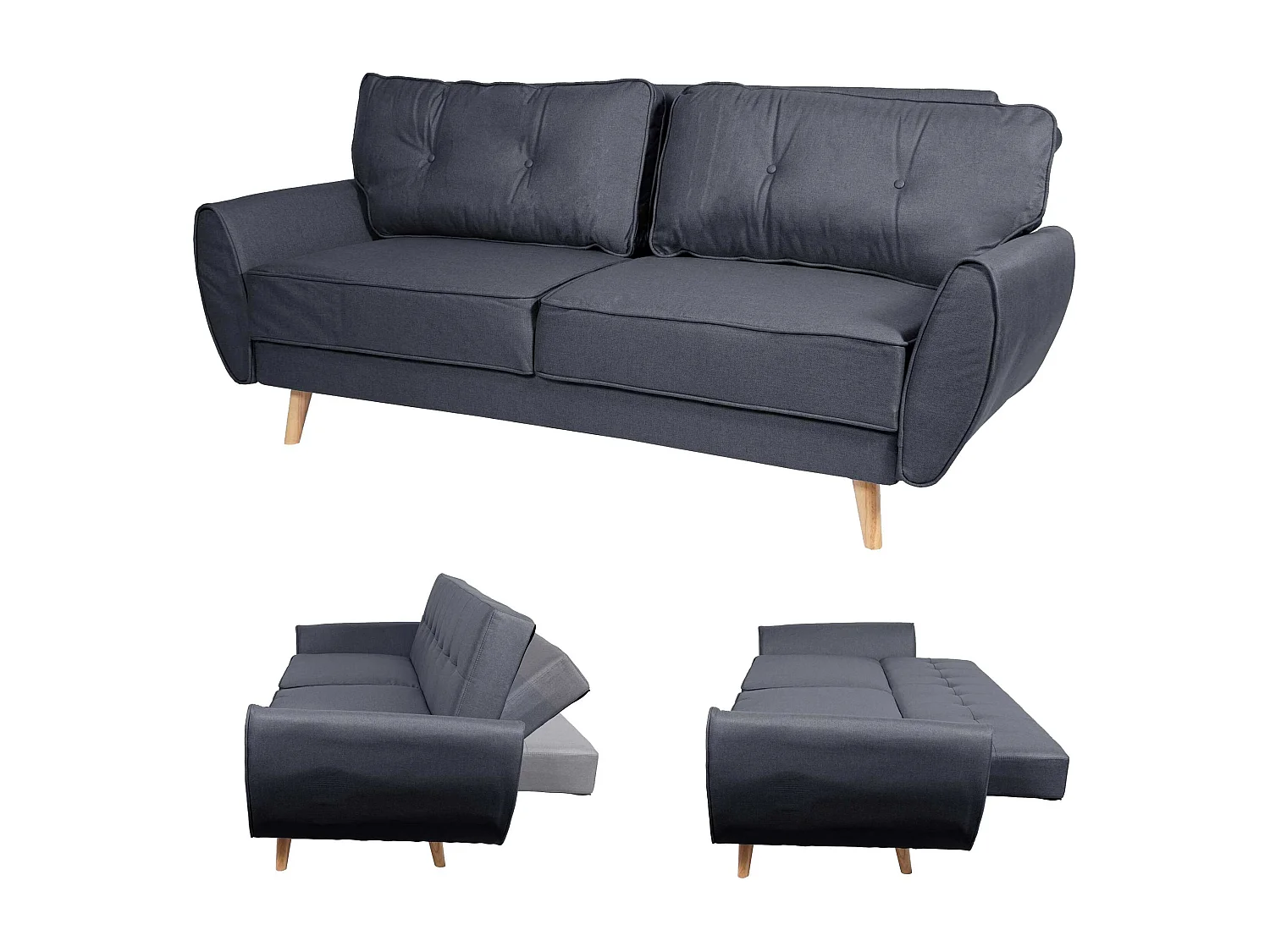 3-seater sofa MCW-J19,  fabric/textile, anthracite