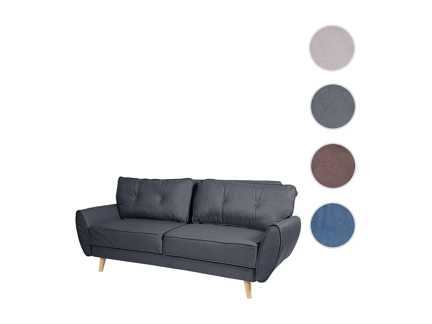 3-seater sofa MCW-J19,  fabric/textile, anthracite