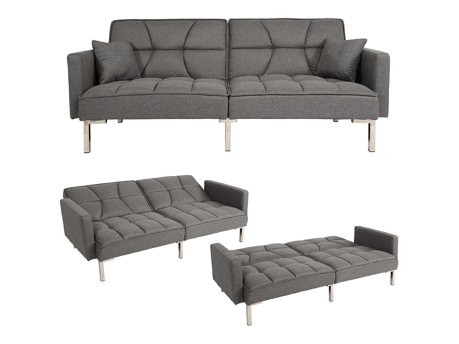 Schlafsofa MCW-K65, Stoff/Textil grau