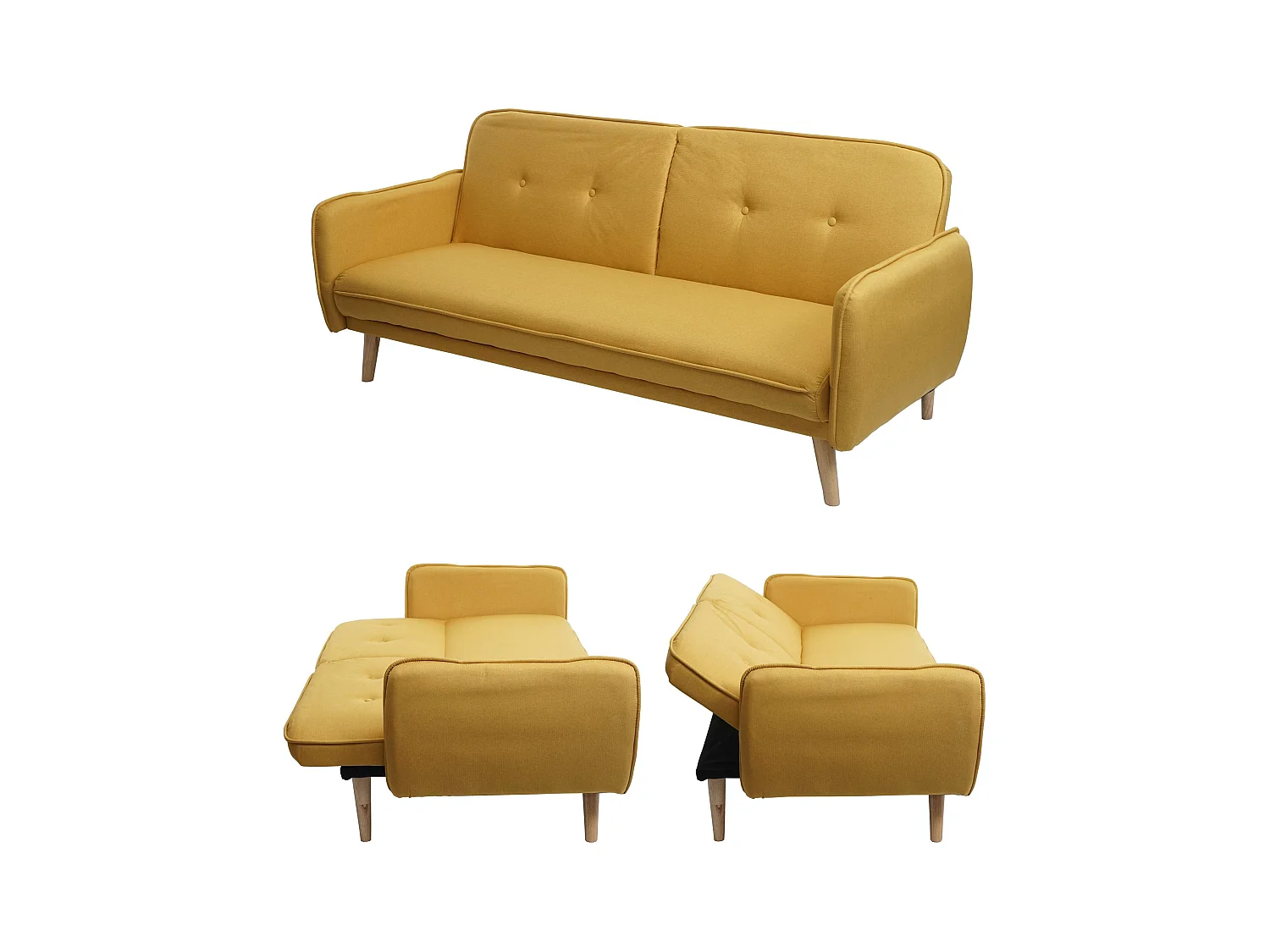 Sofa rozkładana MCW-J18,  żółty