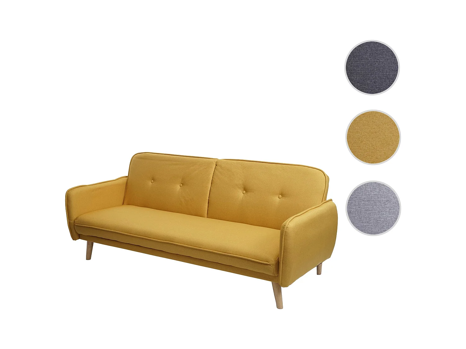Sofa rozkładana MCW-J18,  żółty