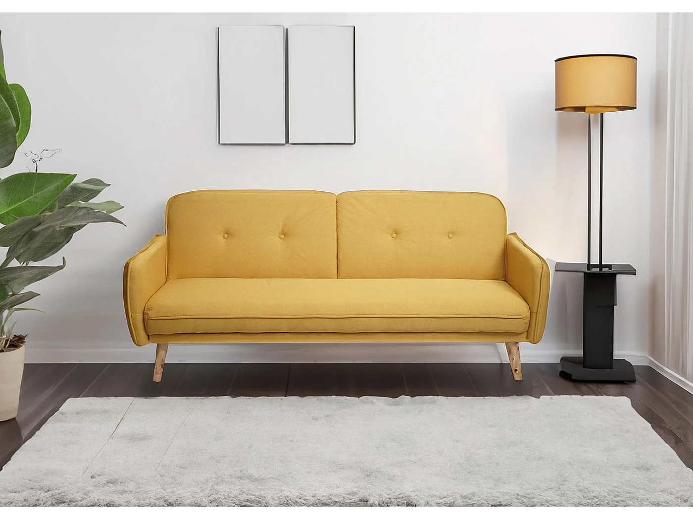 Sofa rozkładana MCW-J18,  żółty