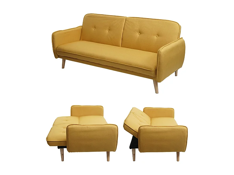 Sofa rozkładana MCW-J18,  żółty