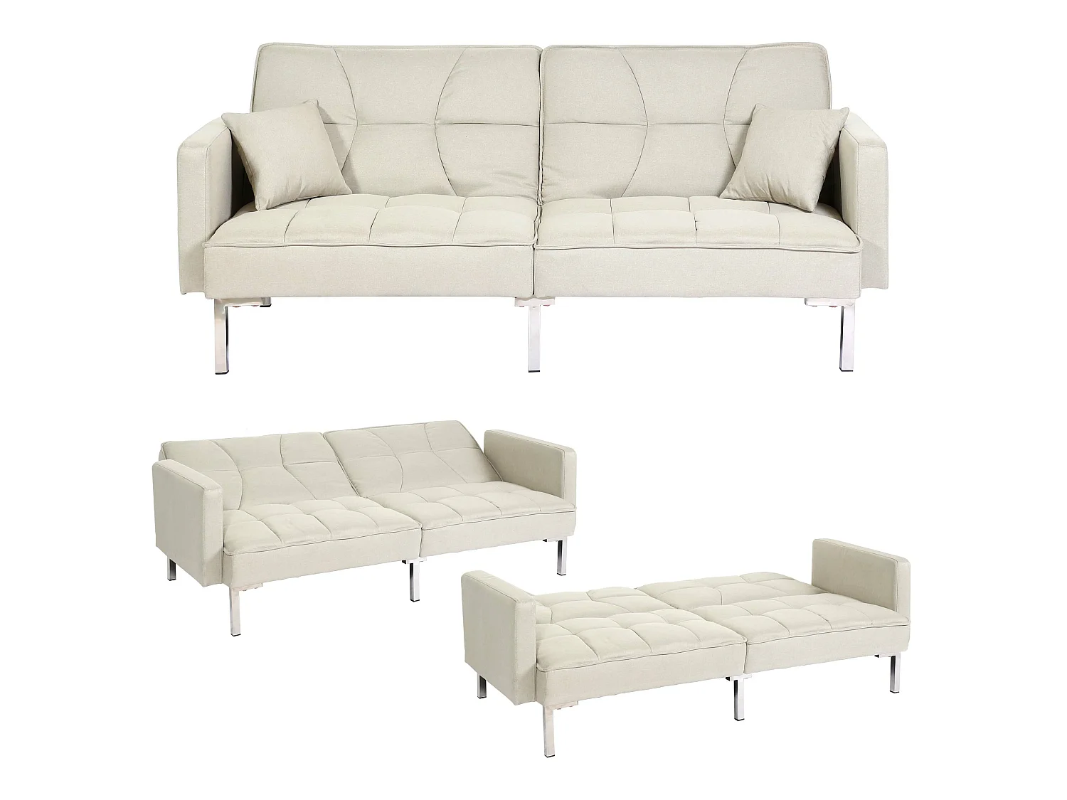 Schlafsofa MCW-K65, Stoff/Textil creme-beige