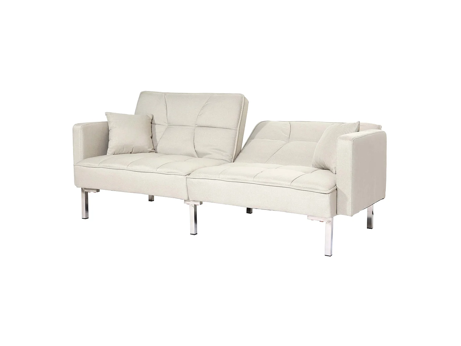Divano letto sofà reclinabile 3 posizioni MCW-K65 tessuto avorio beige