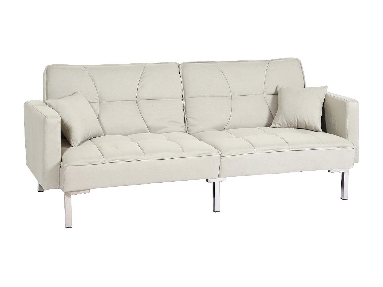 Divano letto sofà reclinabile 3 posizioni MCW-K65 tessuto avorio beige