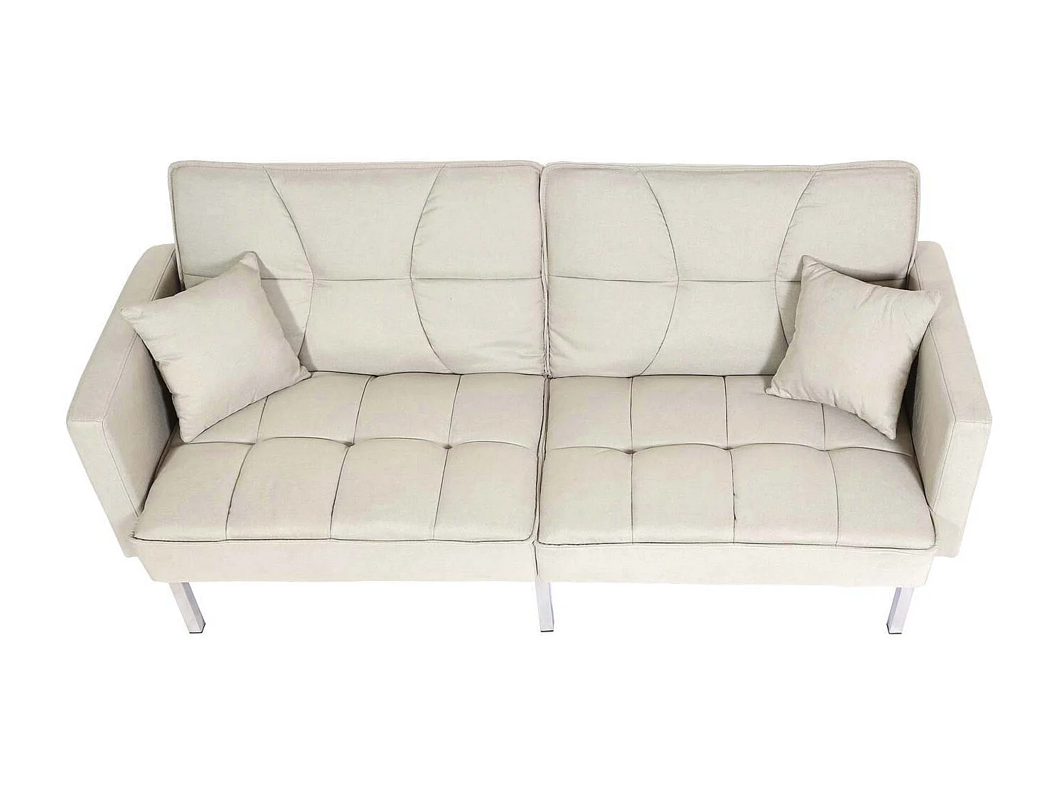 Divano letto sofà reclinabile 3 posizioni MCW-K65 tessuto avorio beige