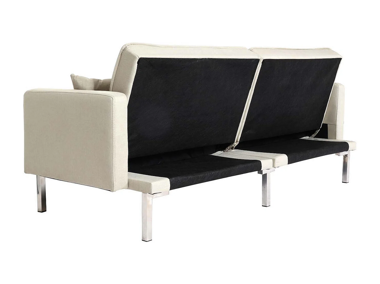 Divano letto sofà reclinabile 3 posizioni MCW-K65 tessuto avorio beige