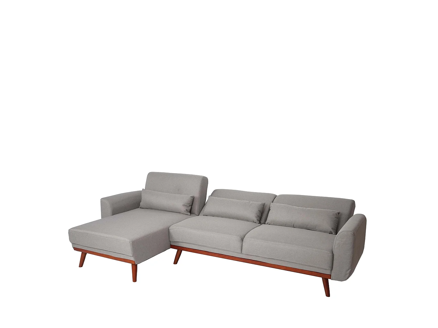 Sofa MCW-J20, Couch Ecksofa, L-Form 3-Sitzer Liegefläche Schlaffunktion Stoff/Textil 280cm, grau