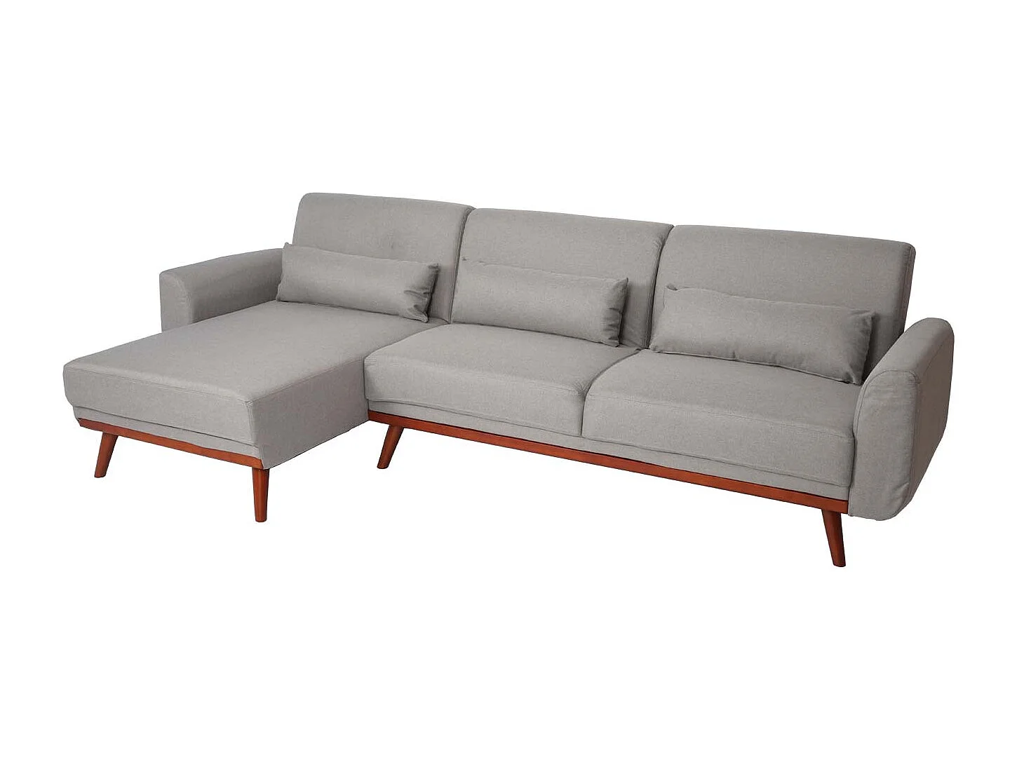 Sofa MCW-J20, Couch Ecksofa, L-Form 3-Sitzer Liegefläche Schlaffunktion Stoff/Textil 280cm, grau