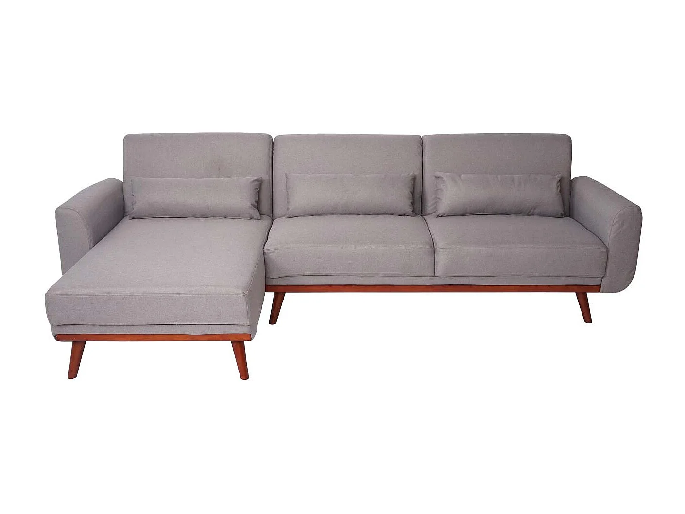 Sofa MCW-J20, Couch Ecksofa, L-Form 3-Sitzer Liegefläche Schlaffunktion Stoff/Textil 280cm, grau