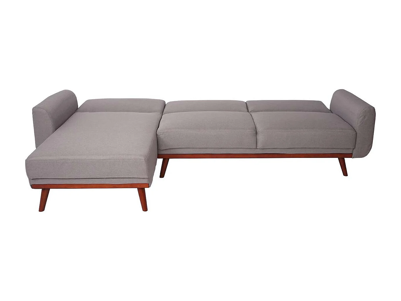 Sofa MCW-J20, Couch Ecksofa, L-Form 3-Sitzer Liegefläche Schlaffunktion Stoff/Textil 280cm, grau