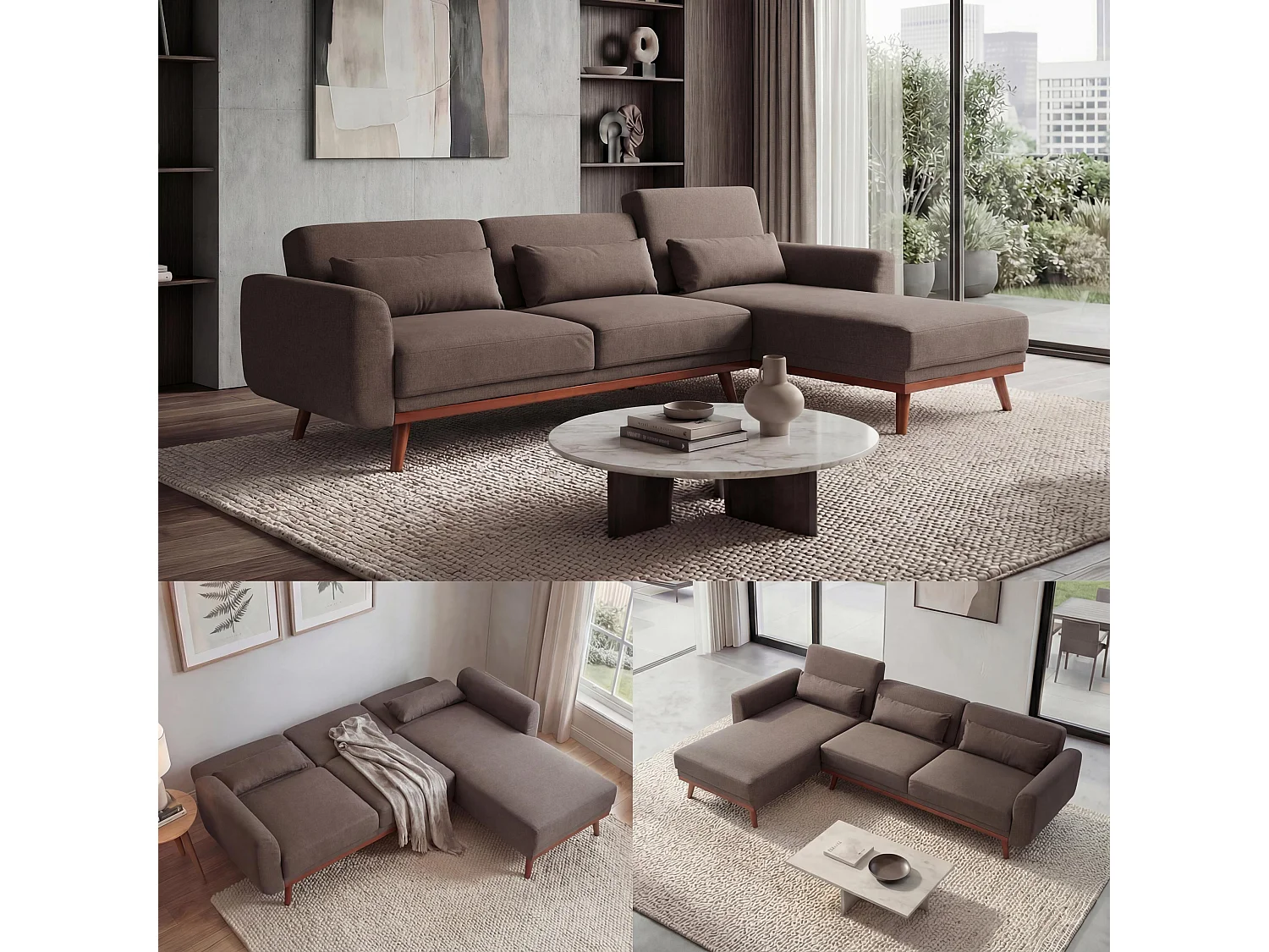 Sofa MCW-J20,  brązowa