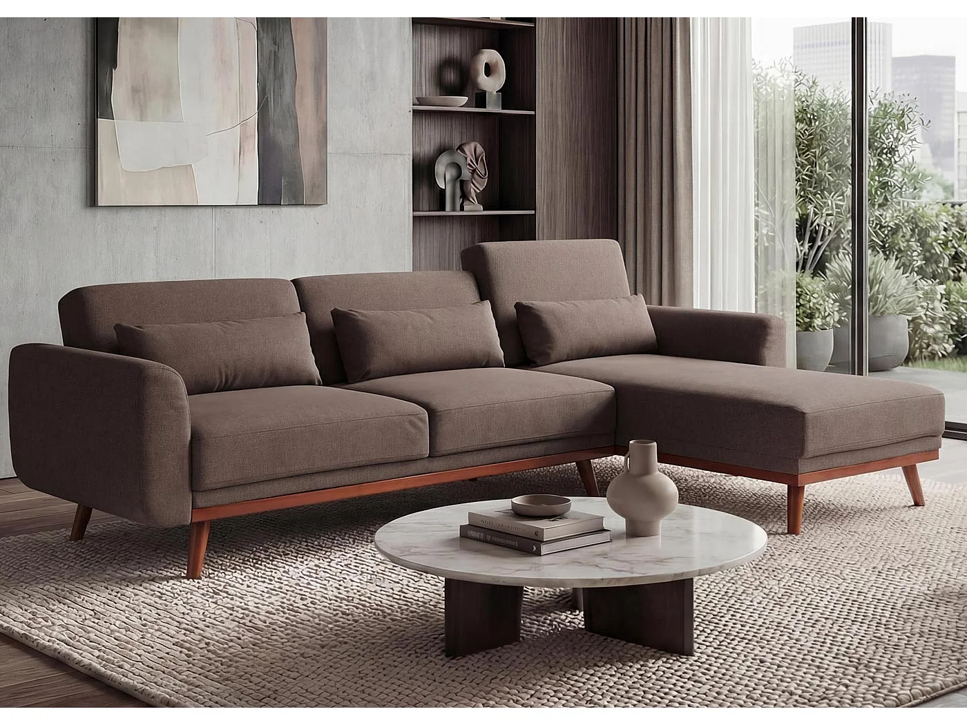 Sofa MCW-J20,  brązowa