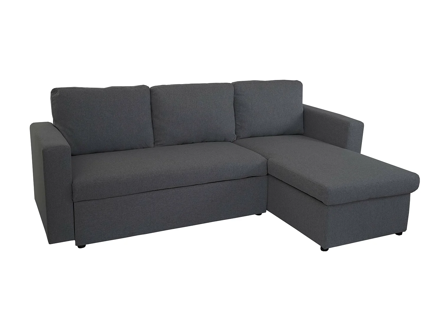 Divano letto angolare con penisola sofà reclinabile MCW-D92 tessuto grigio scuro