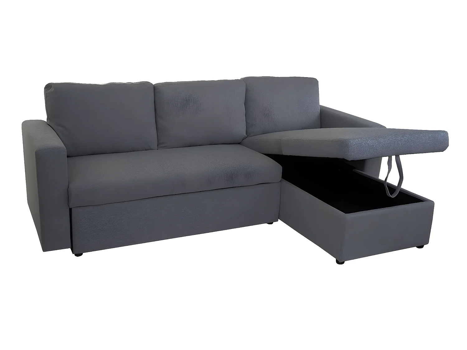 Divano letto angolare con penisola sofà reclinabile MCW-D92 tessuto grigio scuro