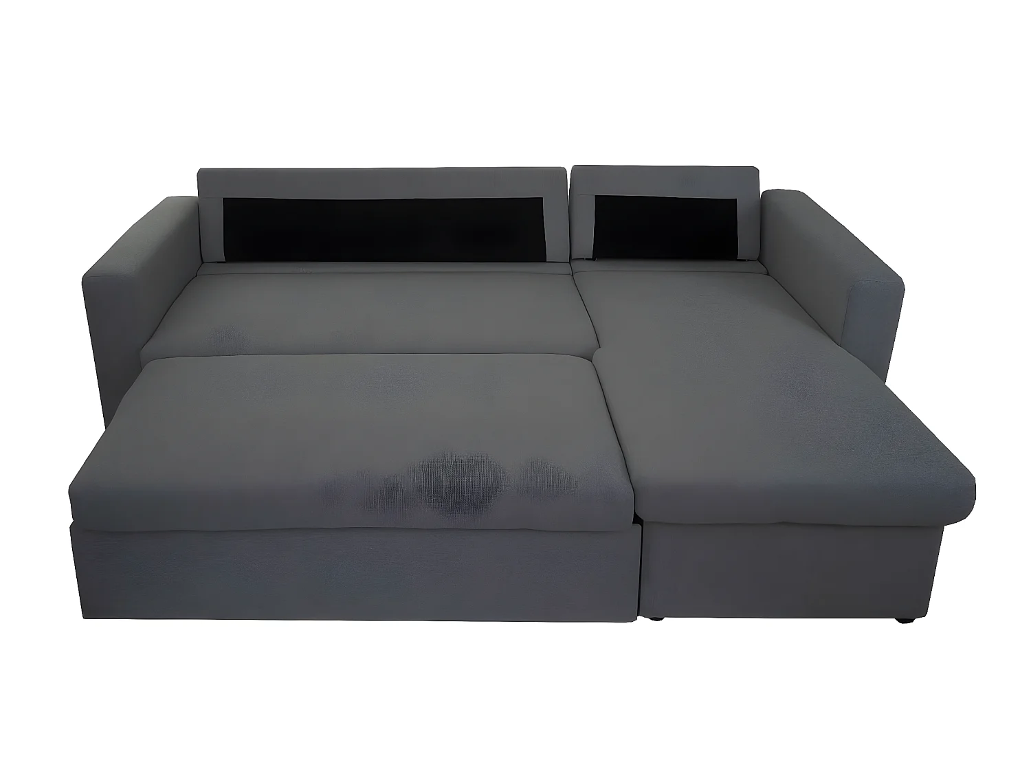 Divano letto angolare con penisola sofà reclinabile MCW-D92 tessuto grigio scuro