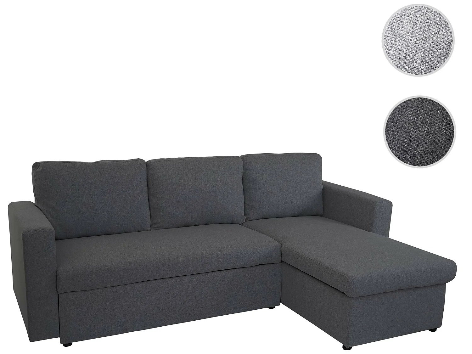 Divano letto angolare con penisola sofà reclinabile MCW-D92 tessuto grigio scuro